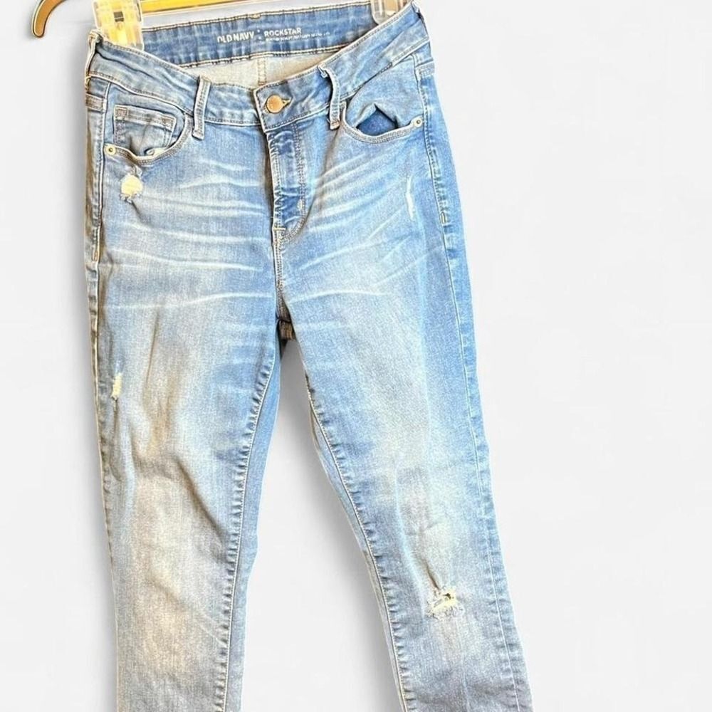 Old Navy Rockstar Skinny Jeans Womens 6 Light Wash Distressed Built-In Sculpt
